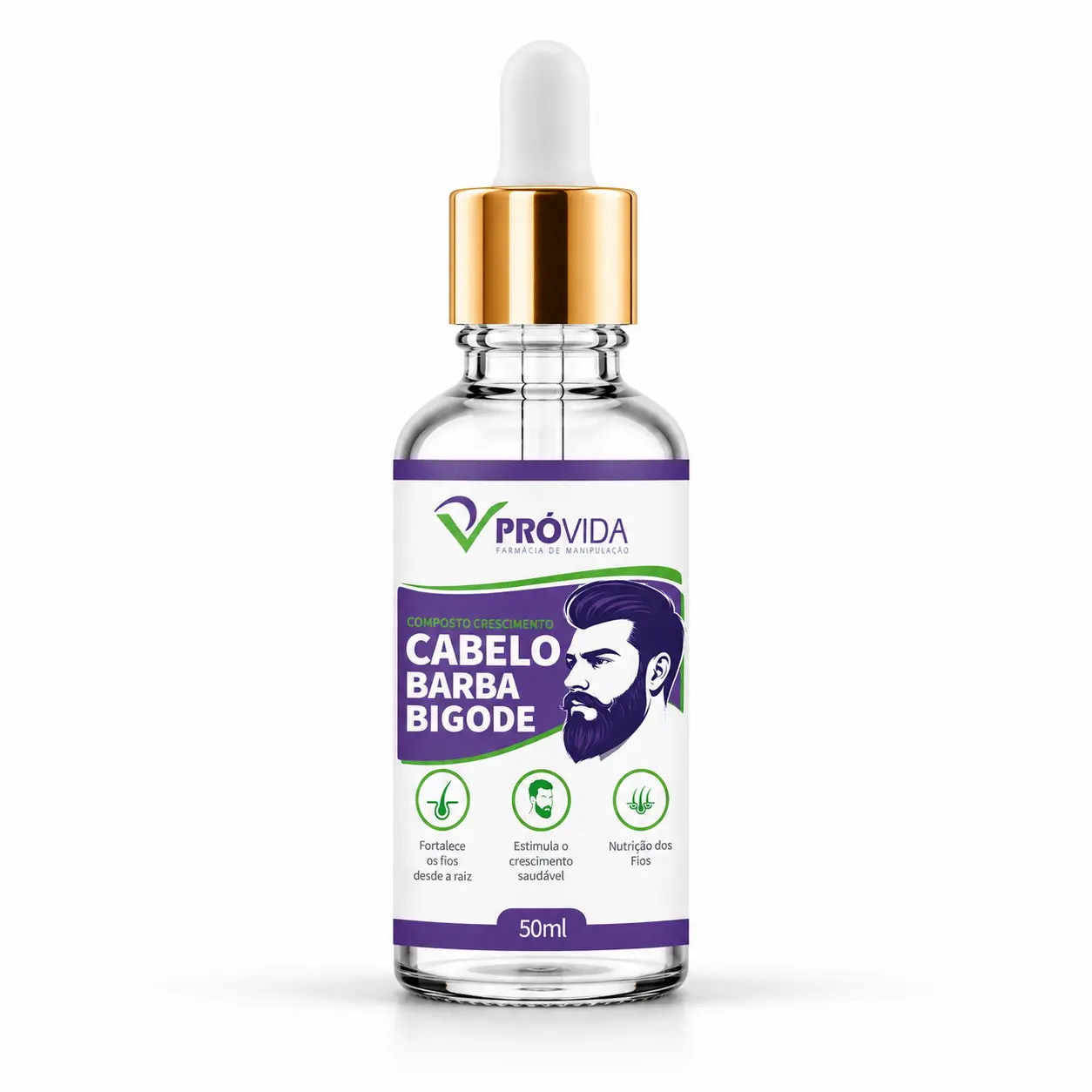 Solução para Crescer Barba, Cabelo e Bigode - 50ml